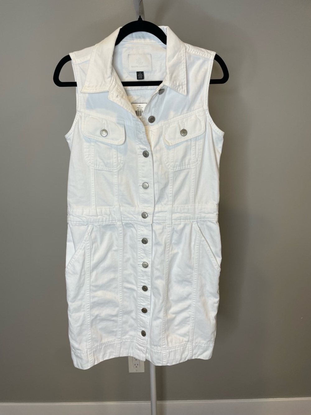 Lauren Ralph Lauren White Sleeveless Button-Front Mini Denim Dress - Size 10